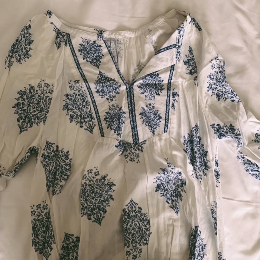 White and blue top!!